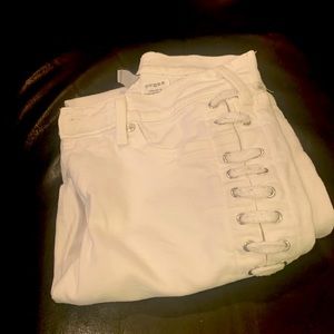 True Religion jeans- white with lacings.